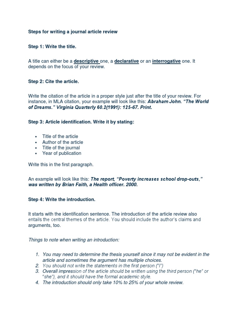 steps-for-writing-a-journal-article-review  Argument  Citation