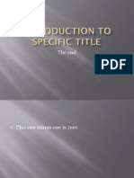 Introduction To Specific Title