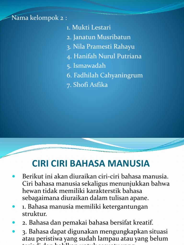 Ciri Ciri Bahasa Manusia Pdf