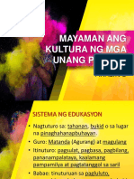 Mayaman Ang Kultura NG Mga Unang Pilipino