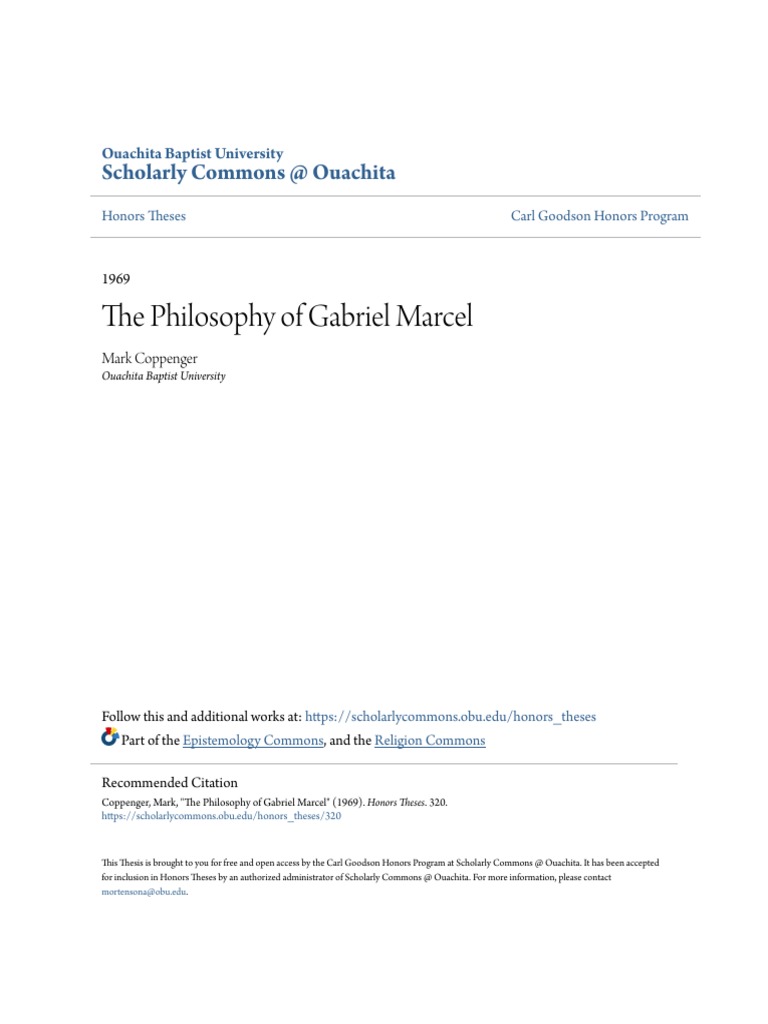 The Philosophy of Gabriel Marcel | PDF | Existentialism | Faith