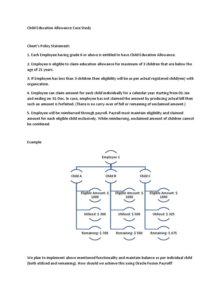 Oracle fusion payroll child education allowance case study pdf