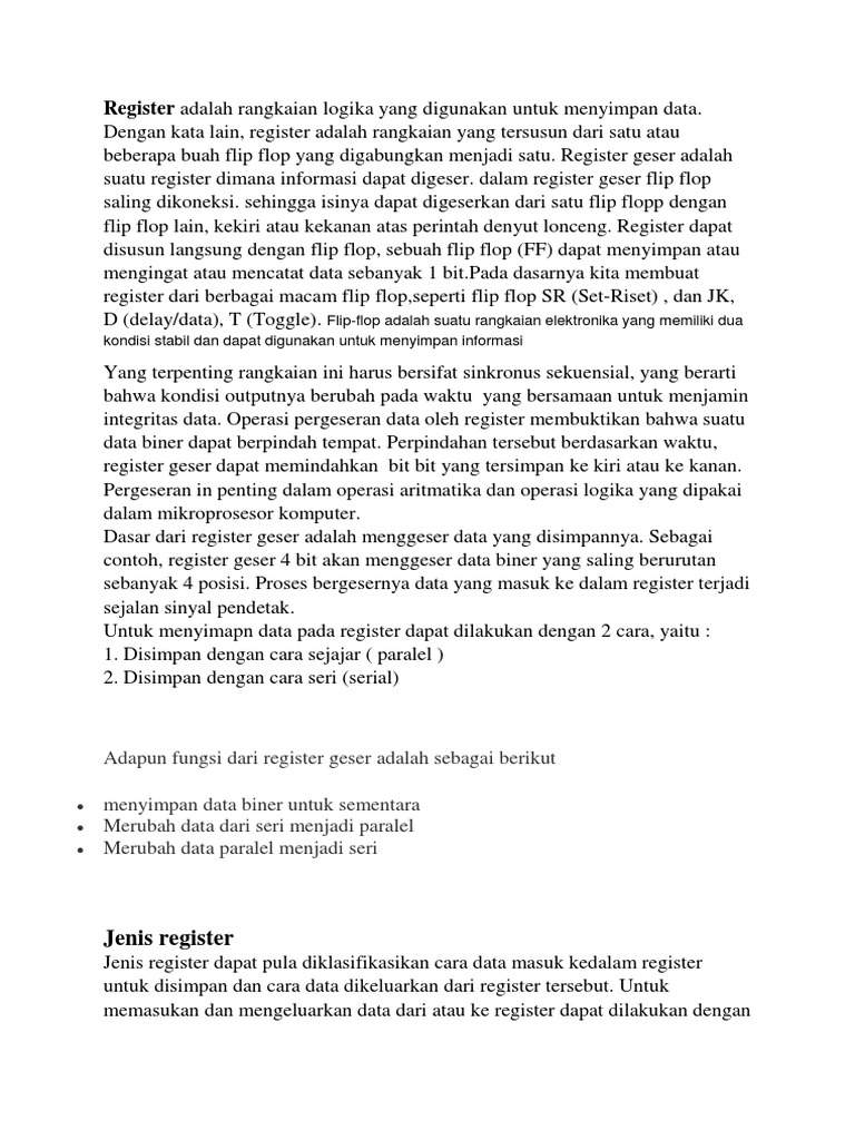 Pengertian dan Jenis Register Digital | PDF | Komputer | Teknologi ...