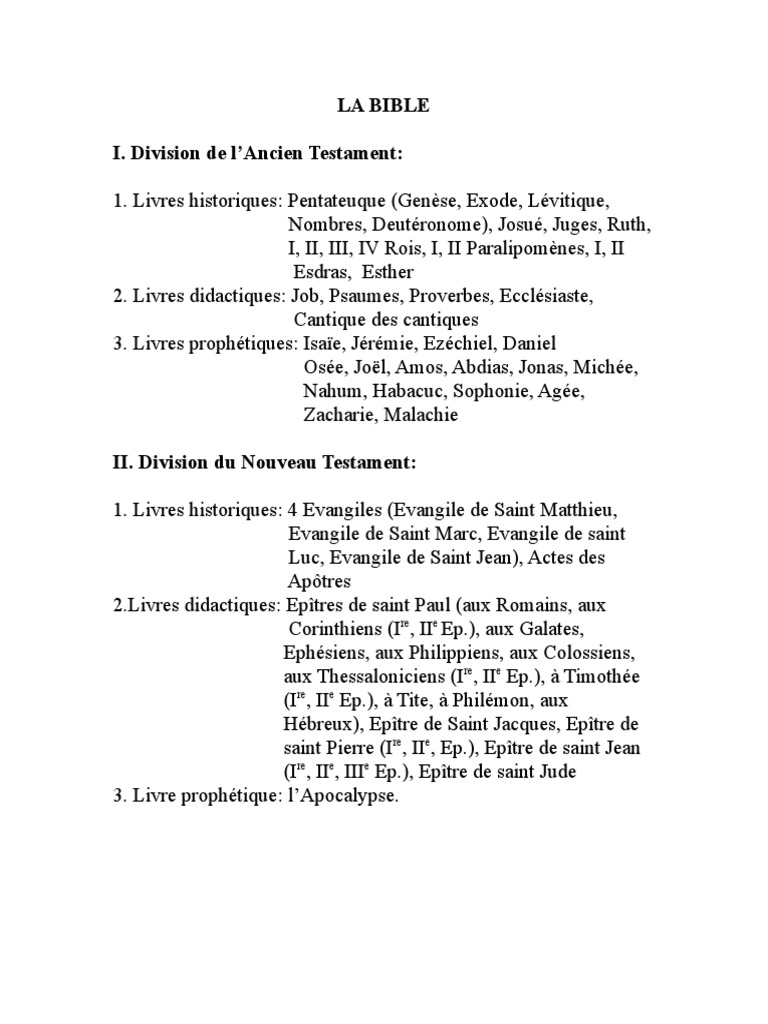 Structure et divisions de la Bible | PDF