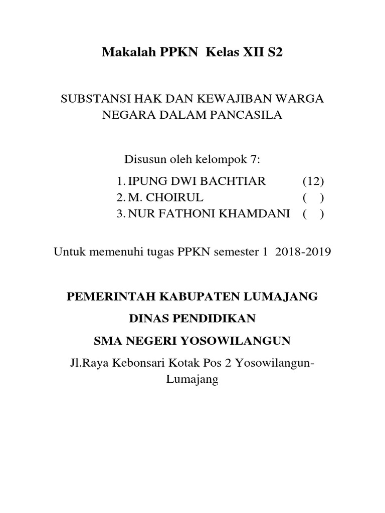 Makalah Ppkn Kelas Xii S2 Docx