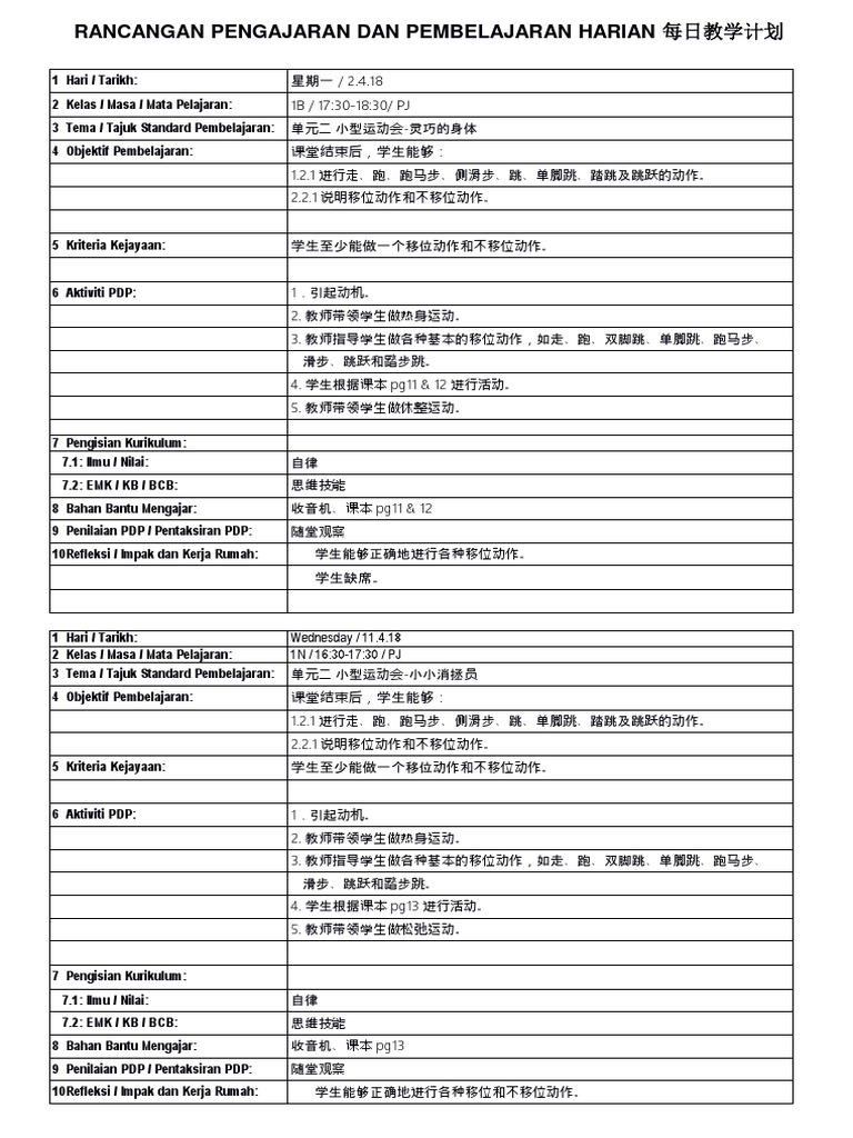 RPH PJ Y1 Unit 2 | PDF
