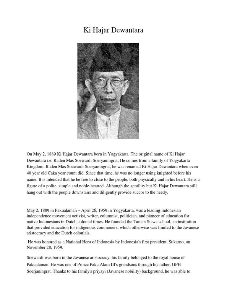 Ki Hajar Dewantara Pdf Indonesian People Indonesia