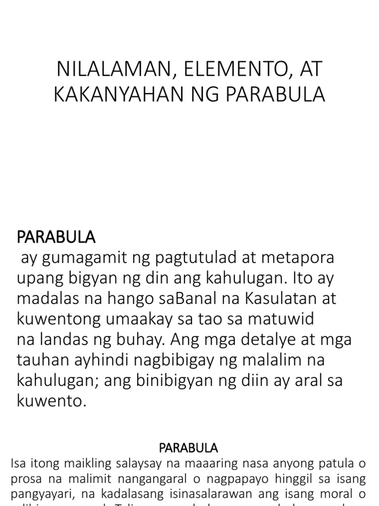 Mga Kwentong Parabula Na Hango Sa Bibliya