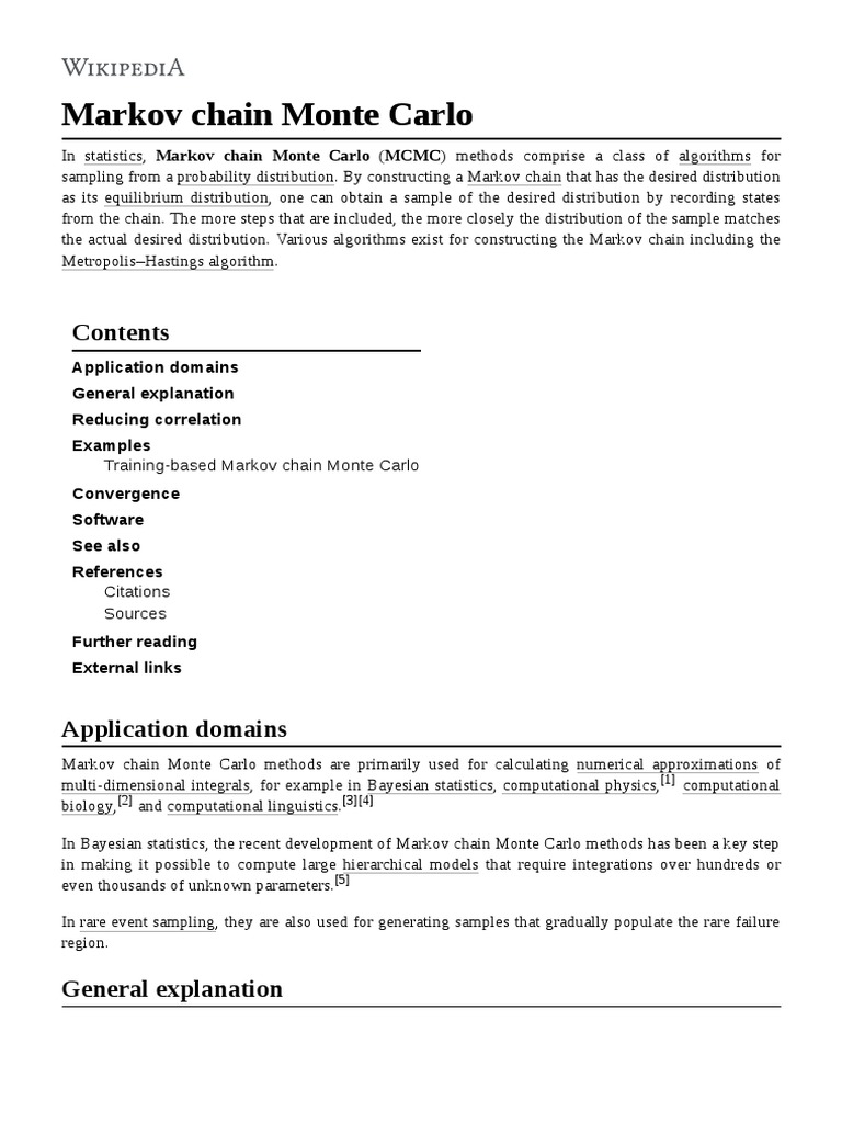Markov Chain Monte Carlo Methods Explained | PDF | Monte Carlo Method ...
