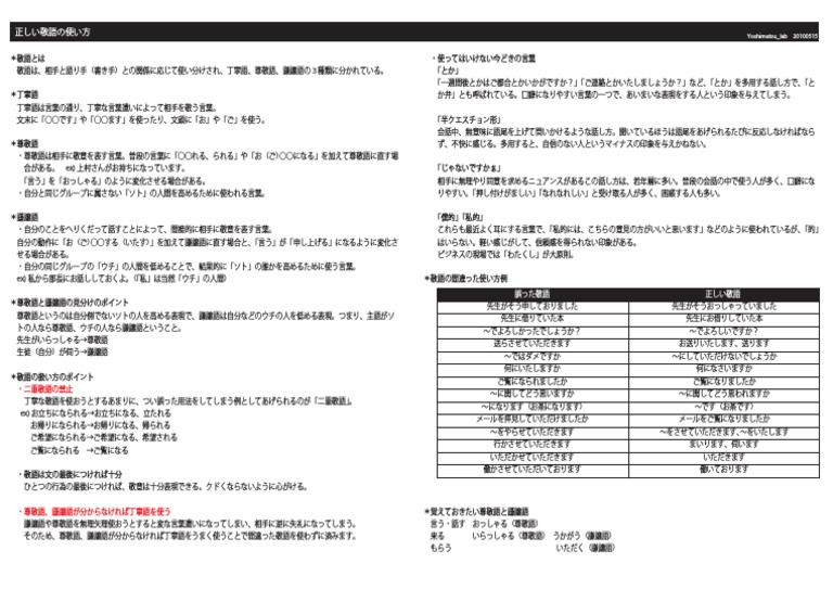 敬語の使い方 Pdf