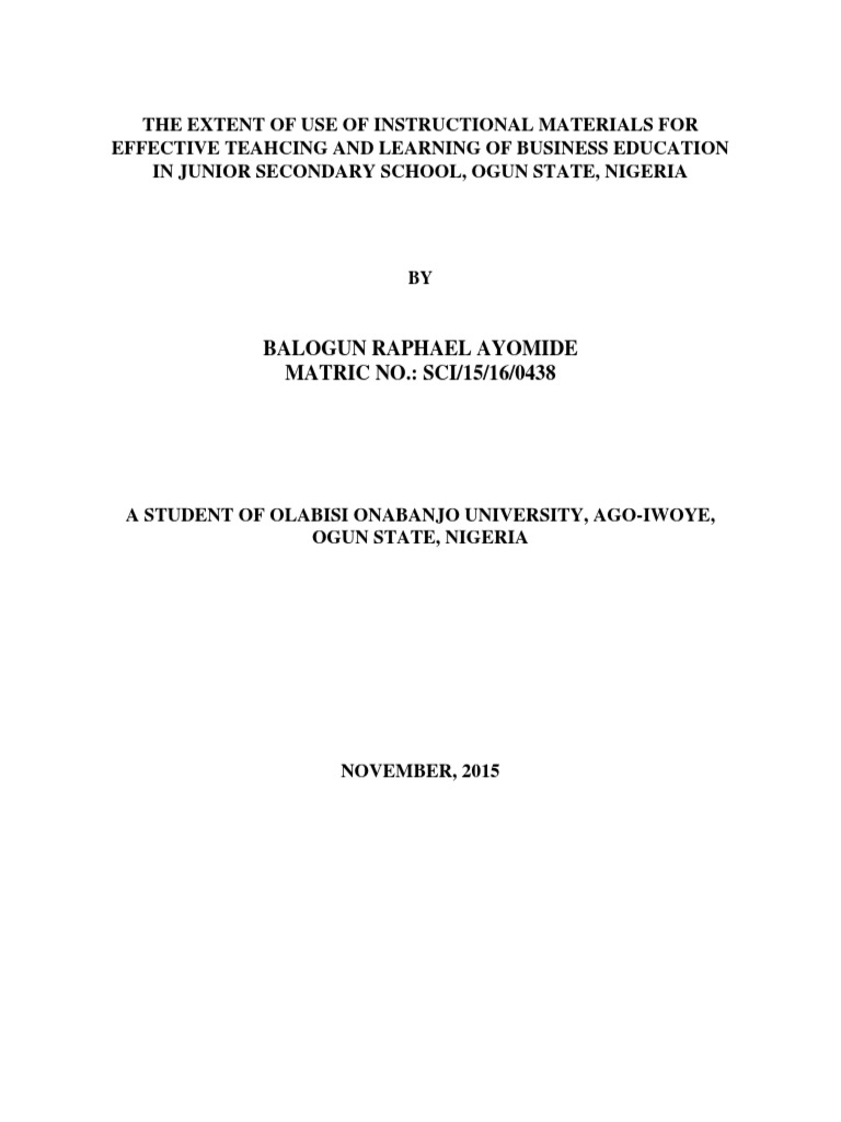 Use of Instructional Materials in Business Education | PDF | Survey ...