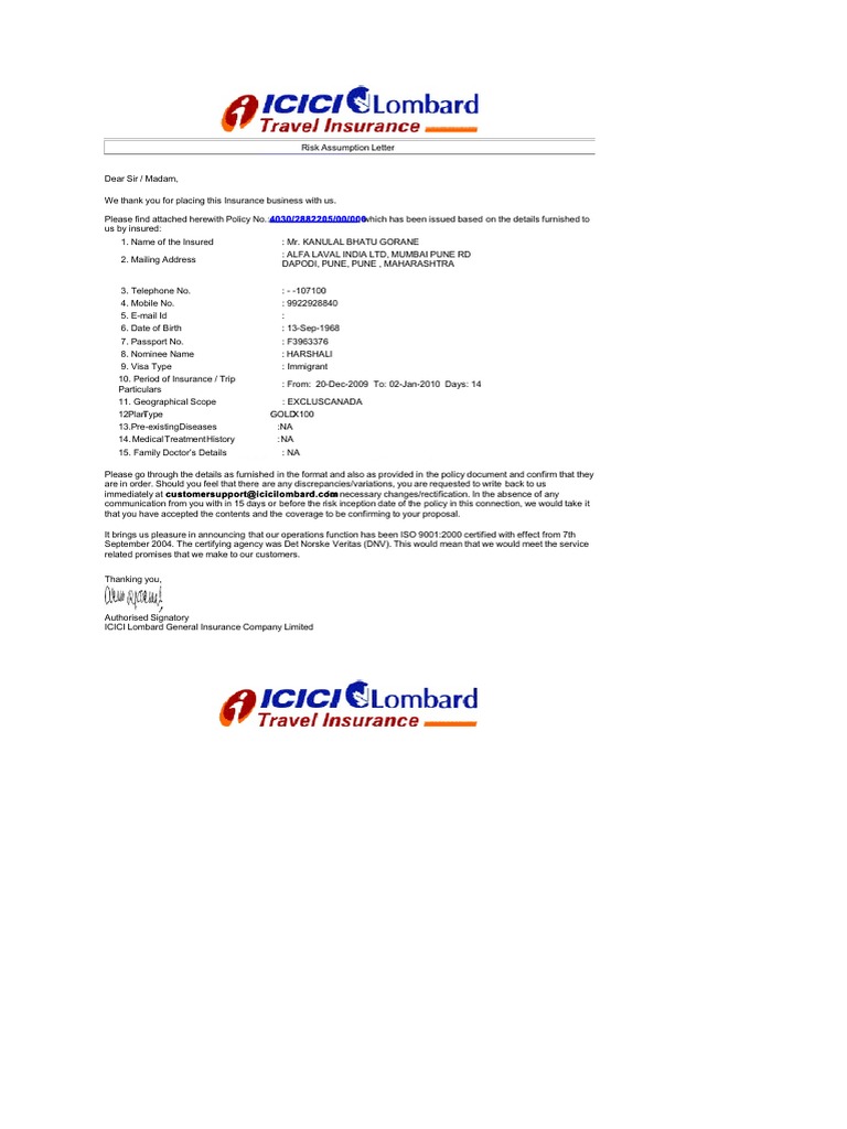 Risk Assumption Letter PDF Insurance Deductible