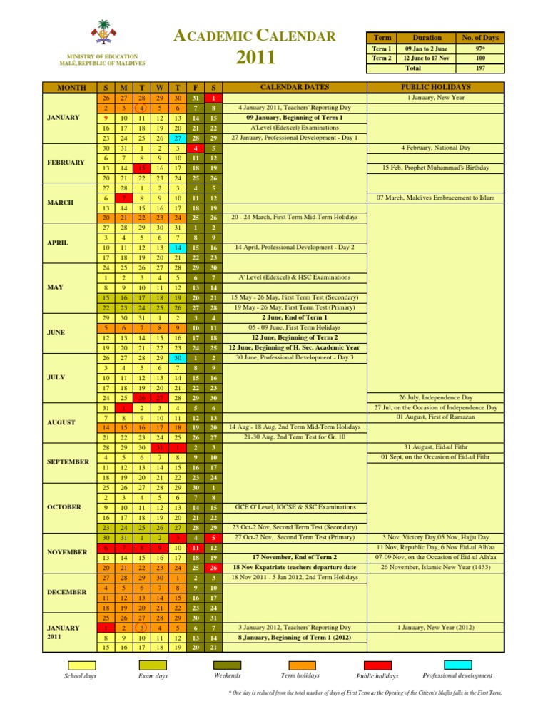 Maldives Academic Calendar 2025 Pdf Download 