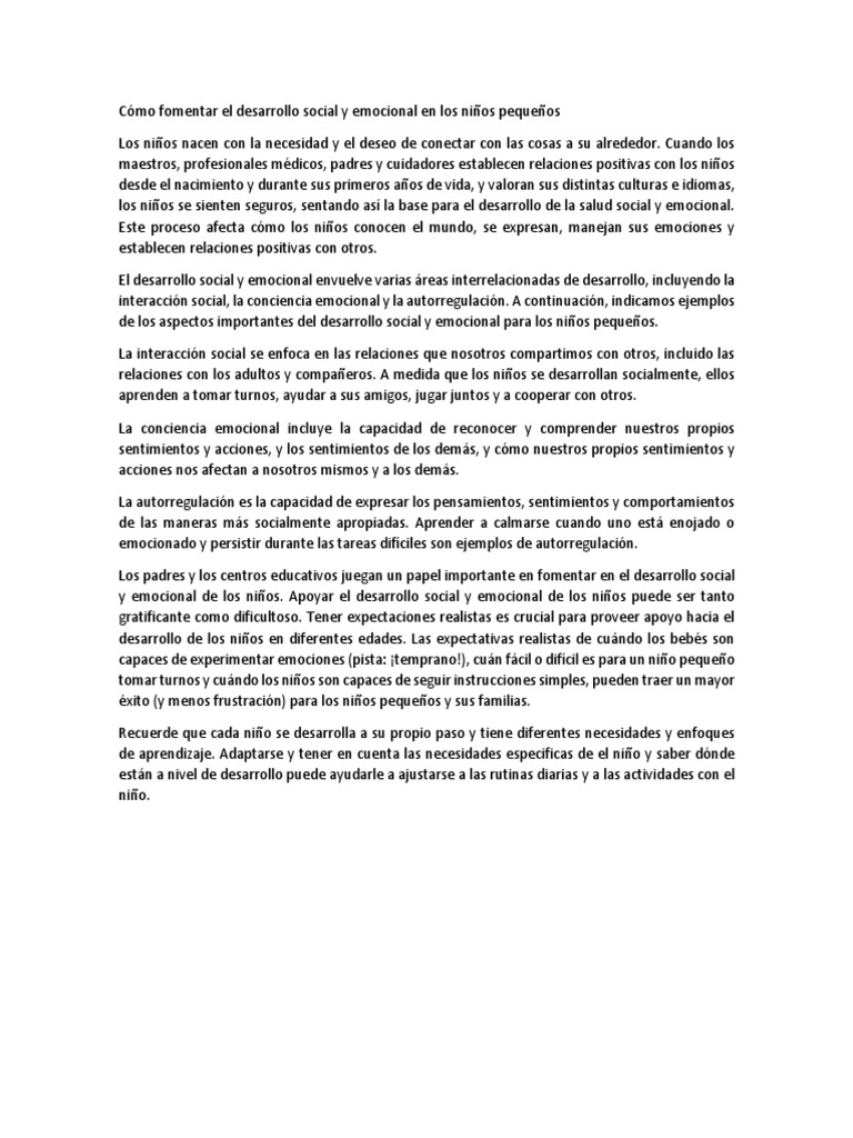 Desarrollo Social y Emocional Infantil | PDF | Expresión facial | Las ...