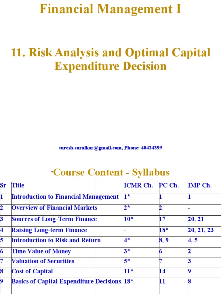 Risk Analysis in Capital Expenditure | PDF | Net Present Value ...