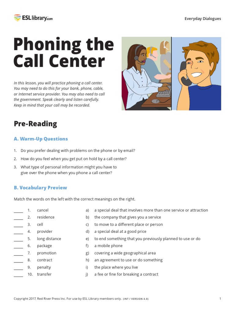 76 - Phoning The Call Center - US | PDF | Call Centre | Question