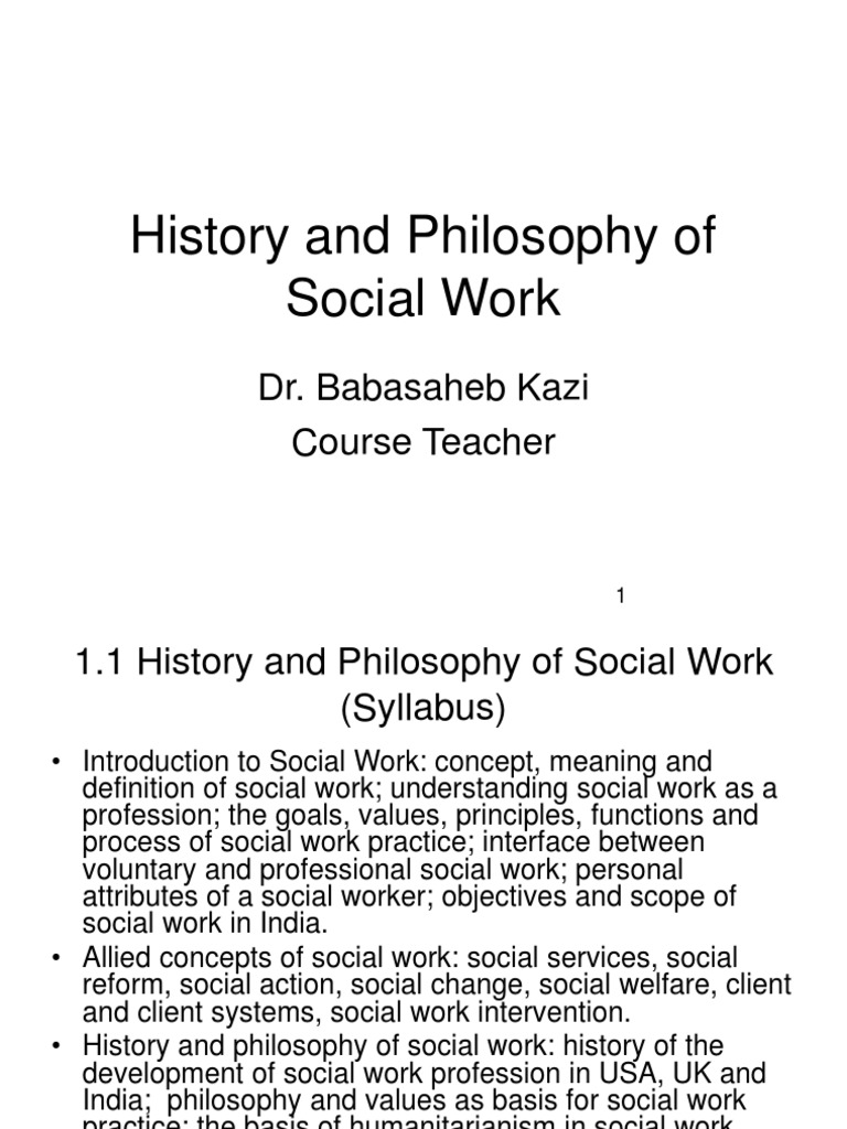 History and Philosophy of Social Work | PDF | Humanitarianism | Social Work