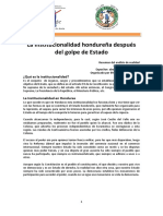 La Institucionalidad Hondureña Después Del Golpe de Estado - Julio 2010