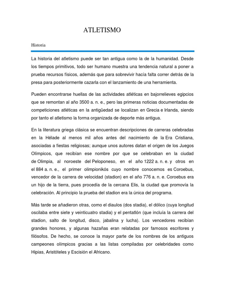 ATLETISMOOOO | PDF | Deporte del atletismo | Deportes olímpicos