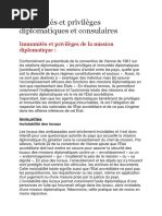 Immunités et privilèges diplomatiques et consulaires