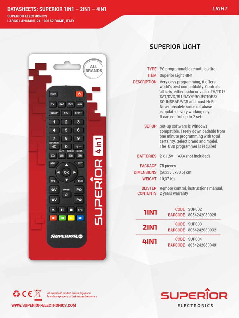 Universal DVD BD TDT Satellite Controller | AMTC | Immediate Operation