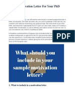Sample Motivation Letter For Your PHD Application