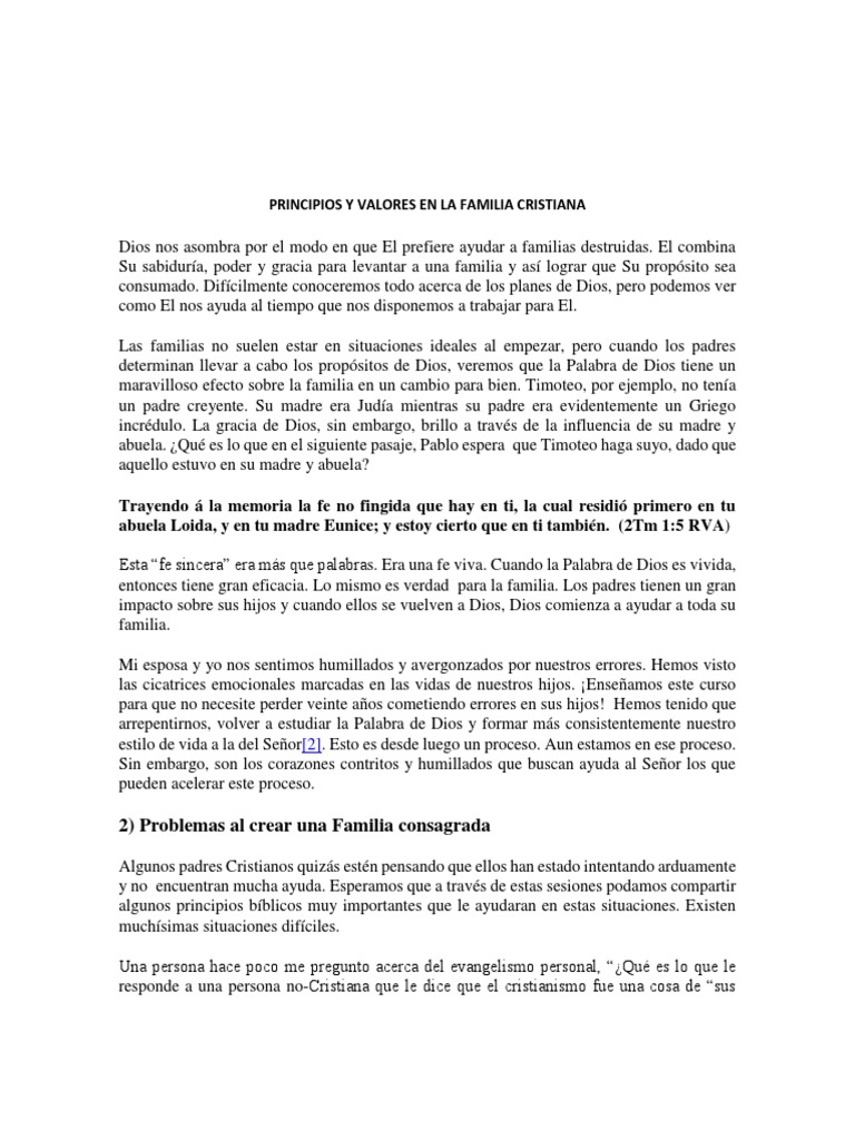 Principios y Valores en La Familia Cristiana | Descargar gratis PDF ...