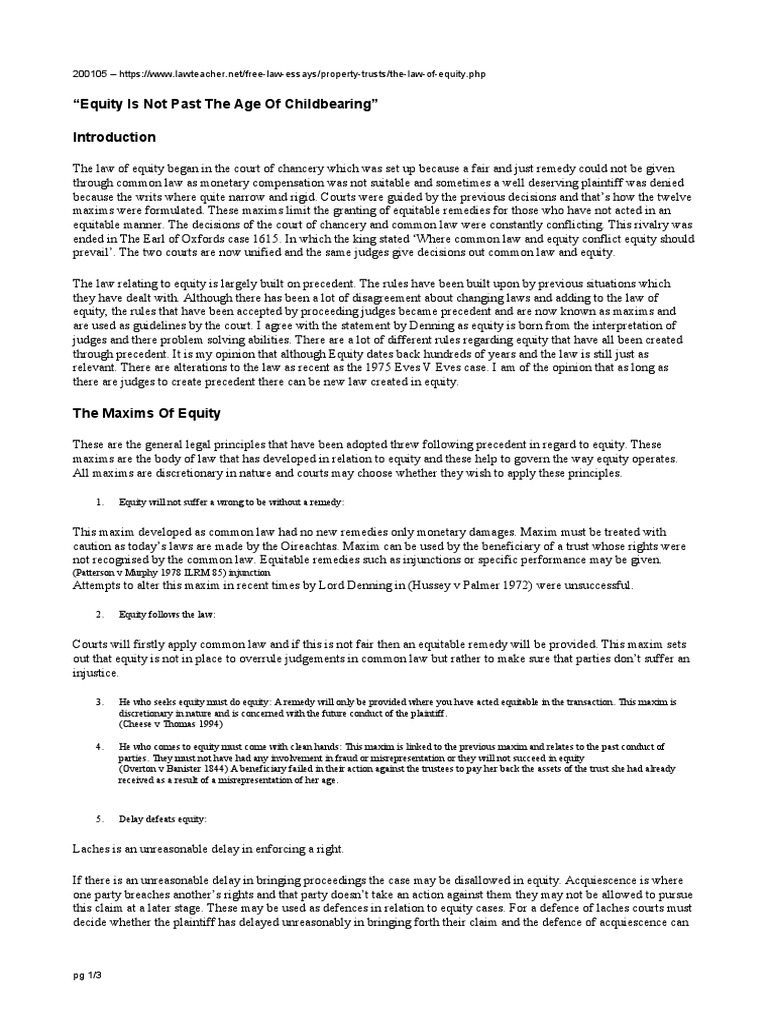 The Evolution of Equitable Principles Through Precedent An Analysis of