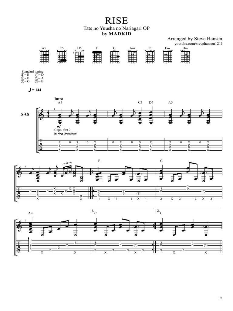Rise - Tate No Yuusha No Nariagari Op | PDF | String Instruments ...