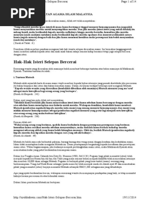 Hak Isteri Selepas Bercerai Pdf