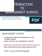 Introduction To Management Science