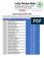 CEC Drama Club Selection List