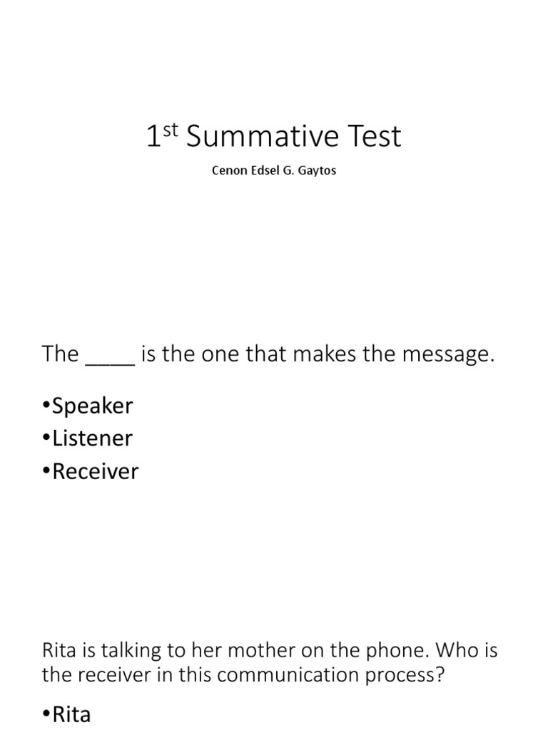 1st Summative Test in Oral Communication PDF Nonverbal