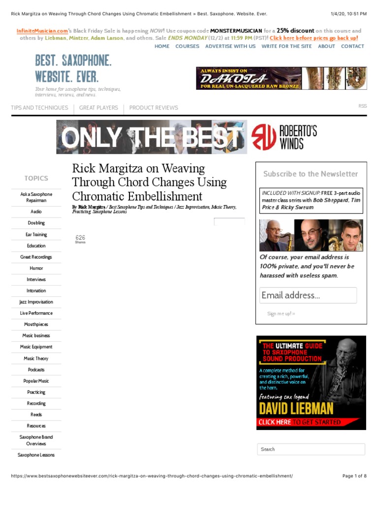 Rick Margitza On Weaving Through Chord Changes Using Chromatic