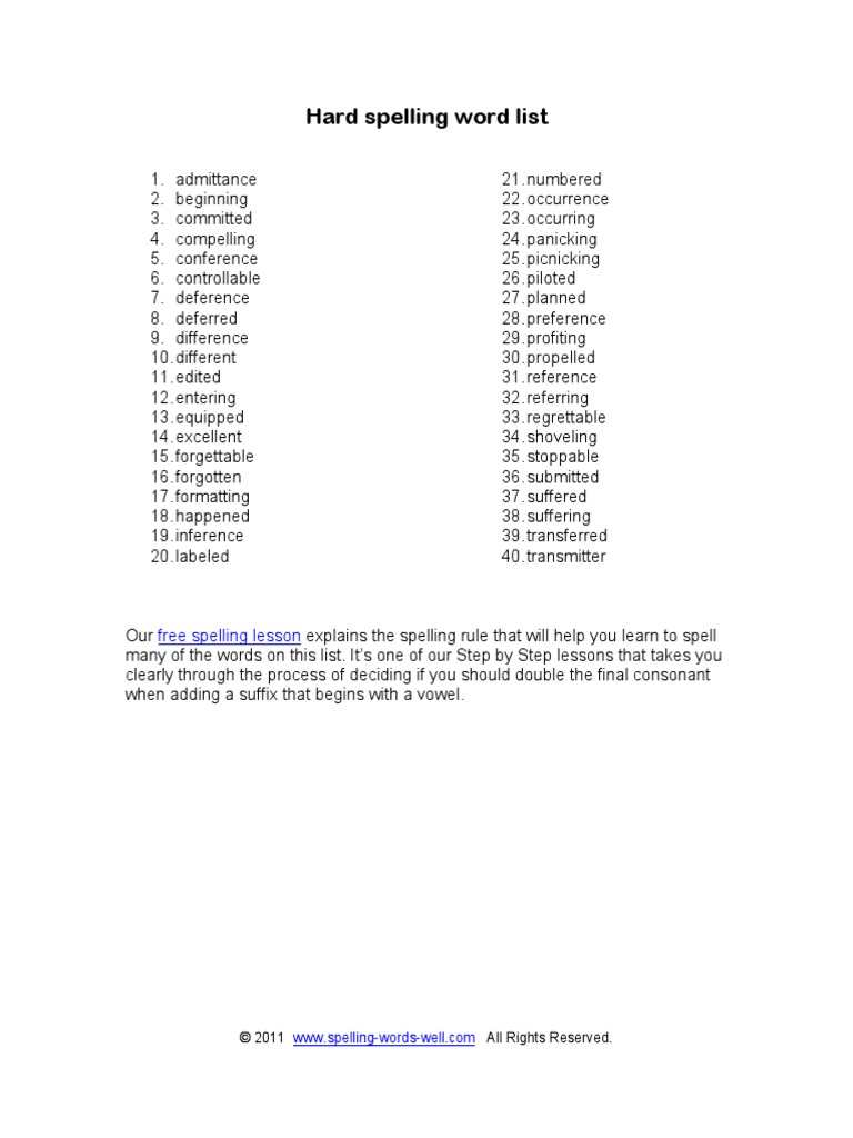 Get Started With Hard Spelling Words! [Updated With Actual – PWQAVC