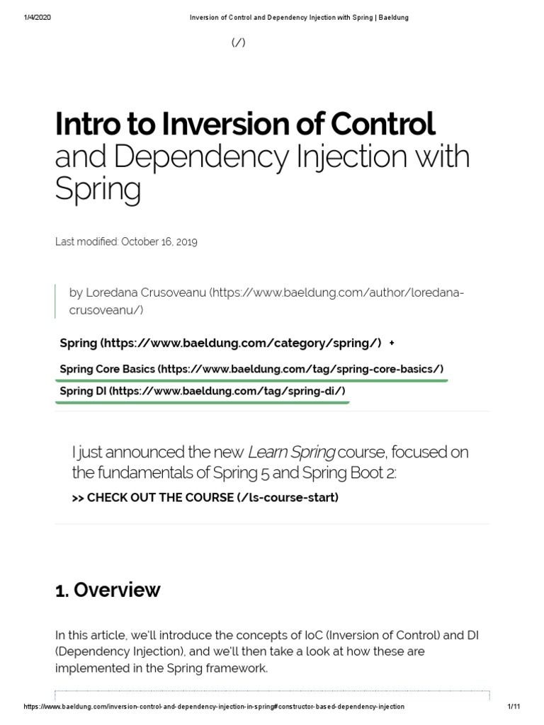 Inversion of Control and Dependency Injection With Spring - Baeldung ...