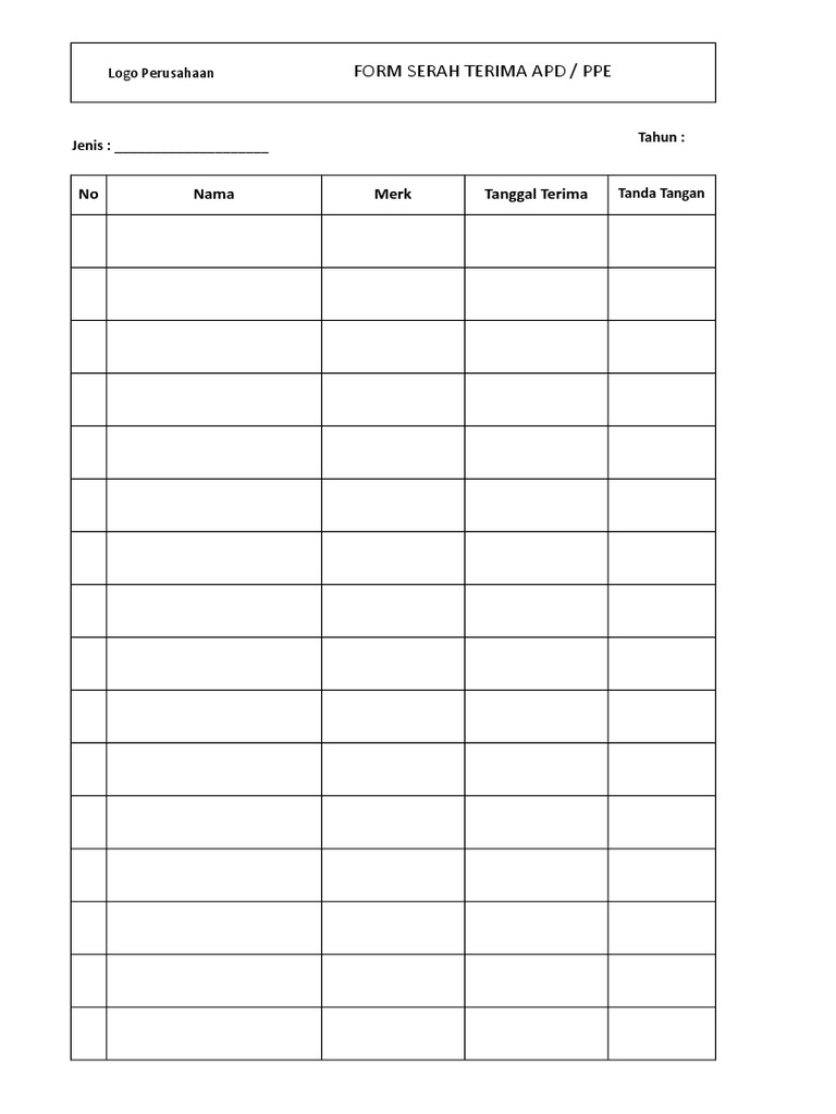 Form Serah Terima APD/PPE | PDF