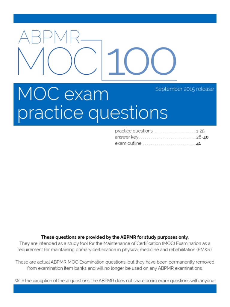 Abpmr Moc100 | PDF | Spinal Cord Injury | Physical Therapy