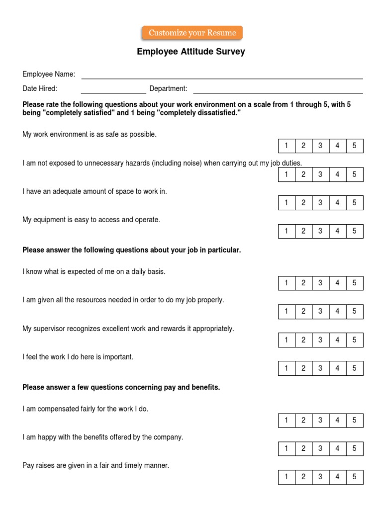 Sample Of Employee Attitude Survey Questions – OXDQH