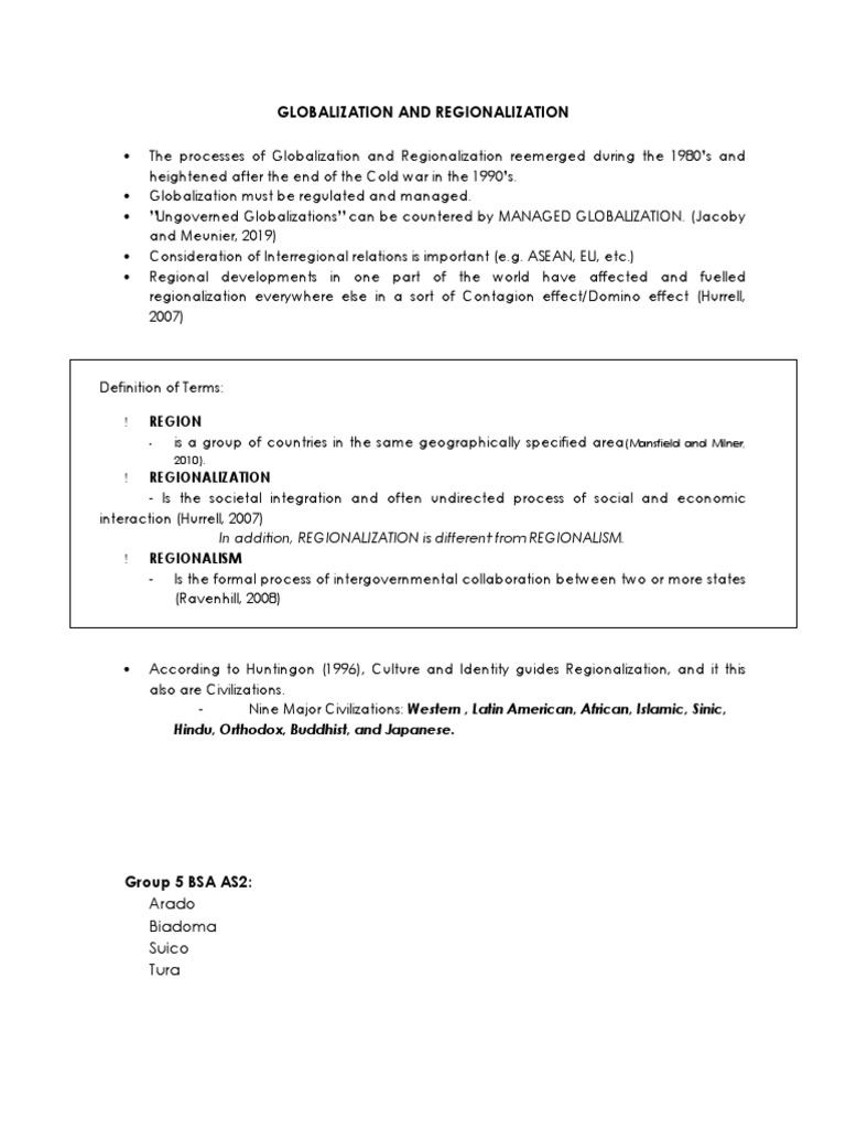Globalization And Regionalization Pdf