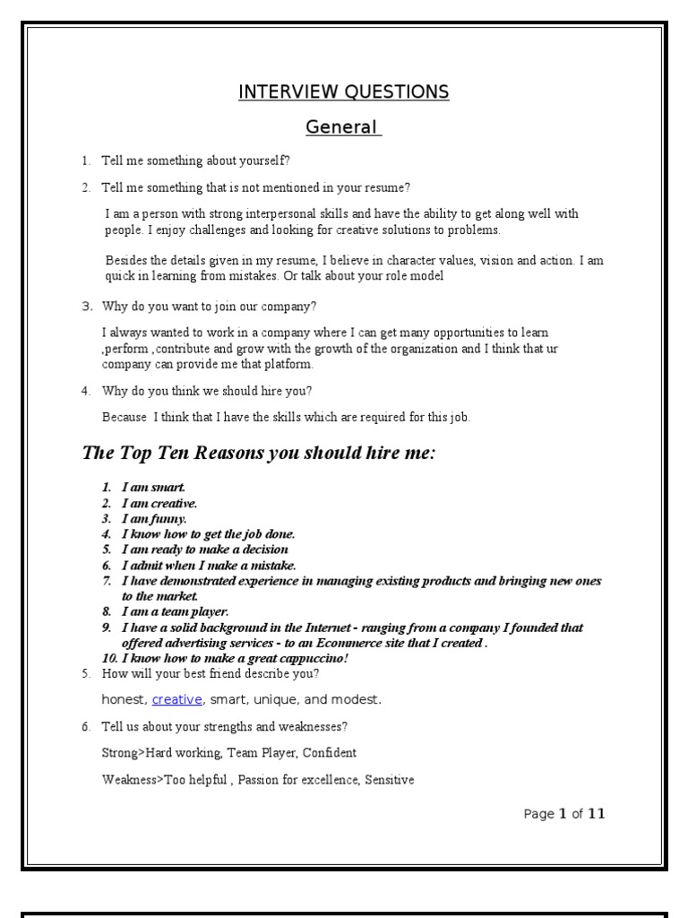 Interview Questions Wage Employment