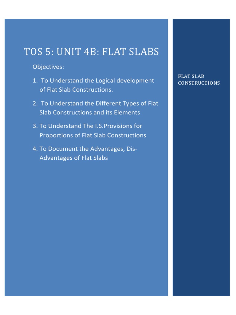 TOS 5 Unit 4b Flat Slab Constructions | PDF | Column | Beam (Structure)