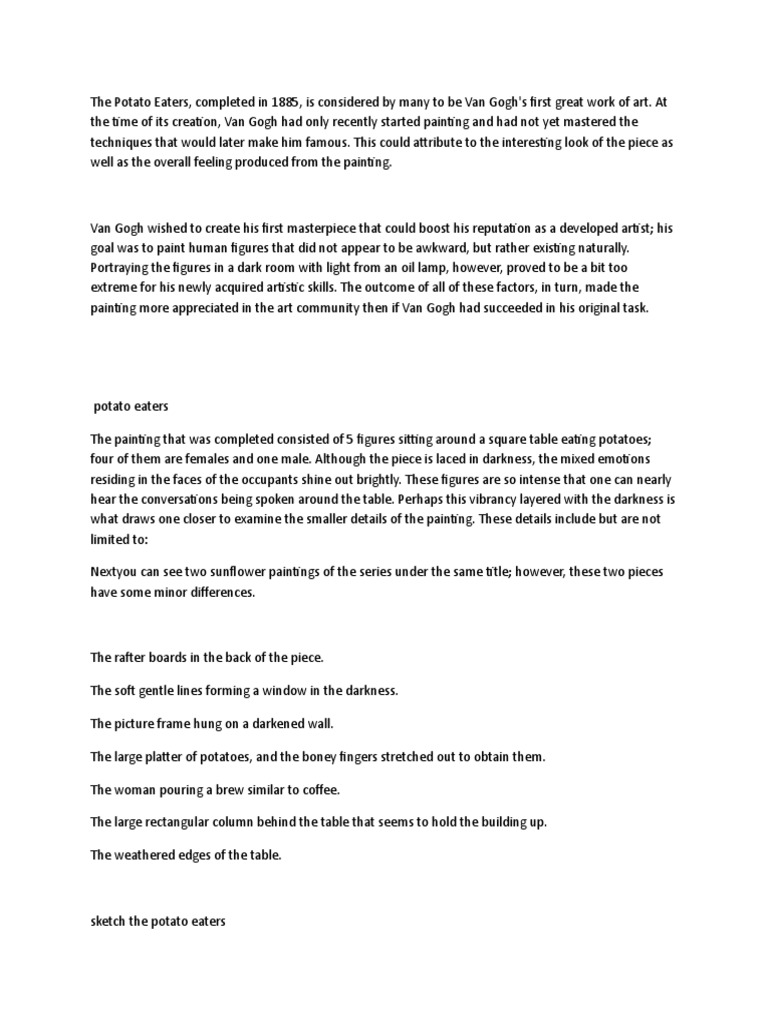 The Potato Eaters PDF Art Media Paintings