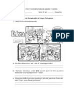 Prova de recuperação de língua portuguesa