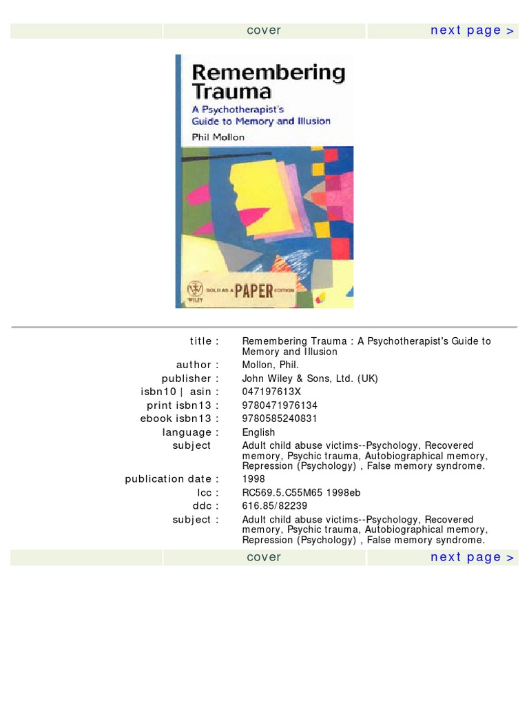 Remembering Trauma | PDF | Psychoanalysis Dissociation