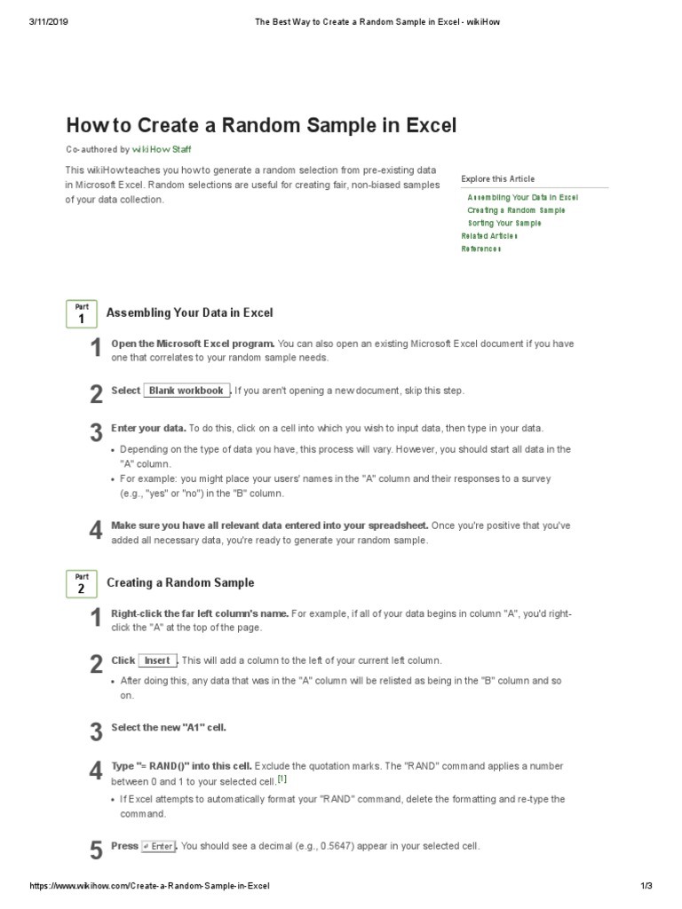 Random Sample in Excel | PDF | Microsoft Excel | Spreadsheet