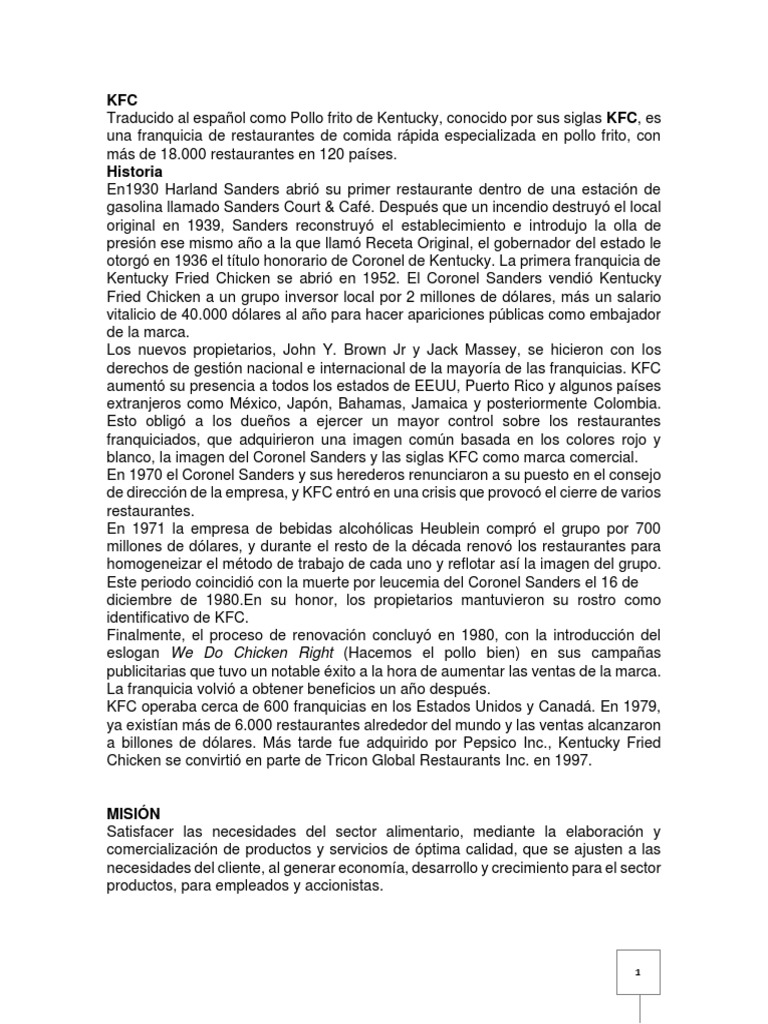 KFC | PDF | Alimentos | Economias