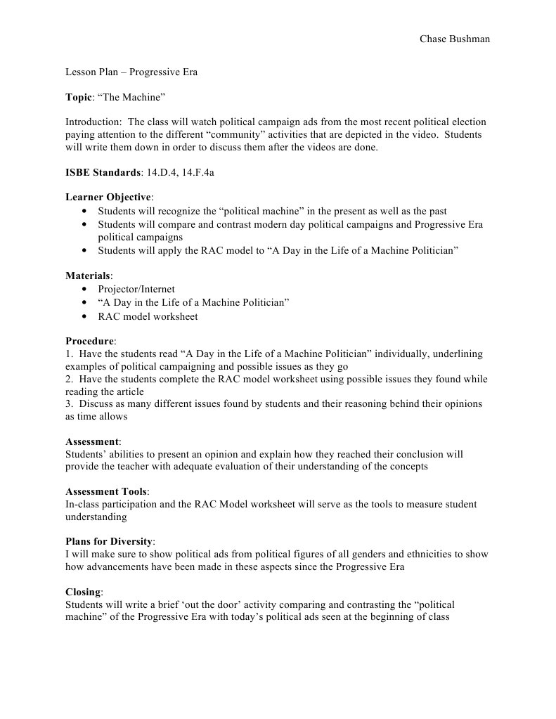 Lesson Plan RAC Model | PDF