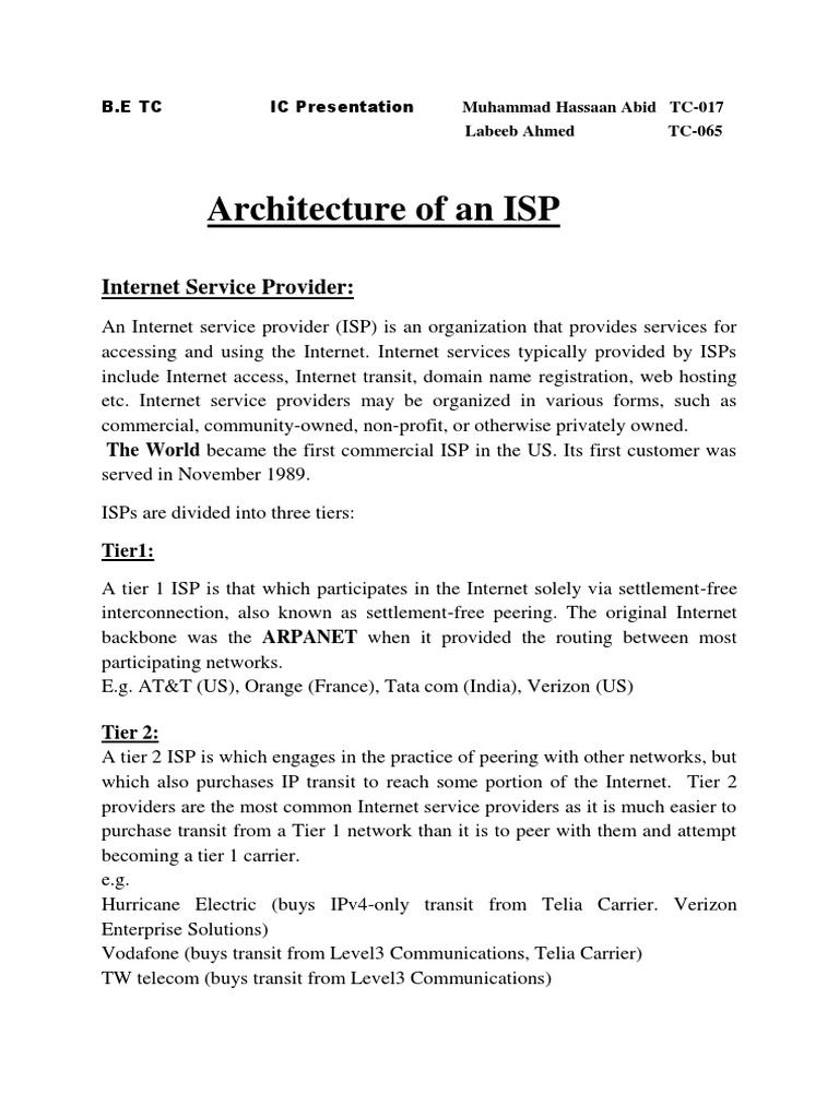 ISP Architecture Overview and Types | PDF | Digital Subscriber Line ...