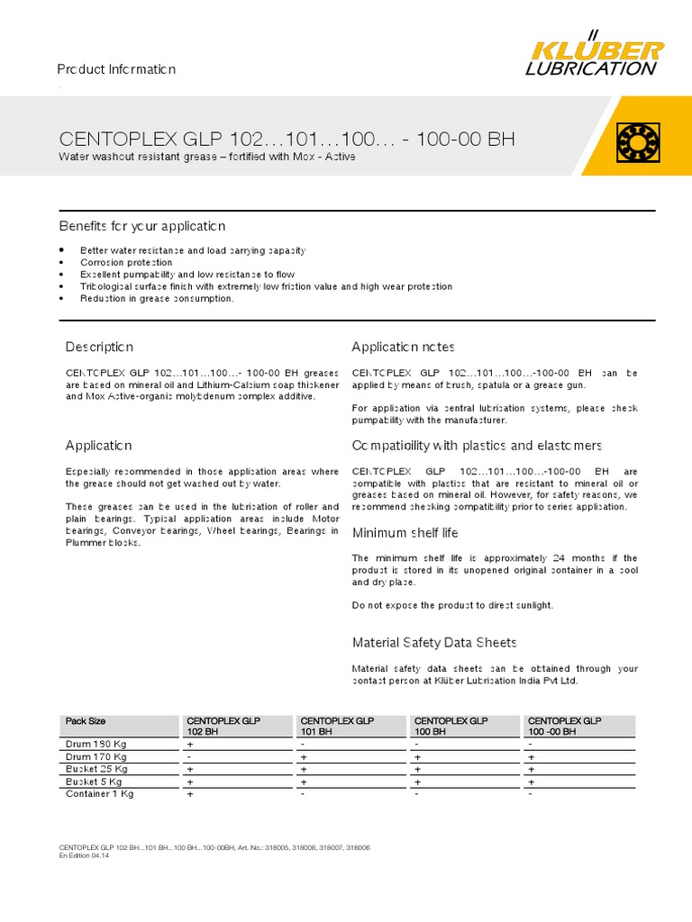 Centoplex GLP 102 - 101 - 100 - 100 - 00 BH | PDF | Bearing (Mechanical ...